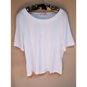 David Nieper Womens Round Neck Top Short Sleeve Tee Sz 20 White Cotton Blend New